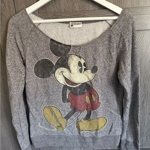 Disney Gray Crew Neck Mickey Mouse Sweater